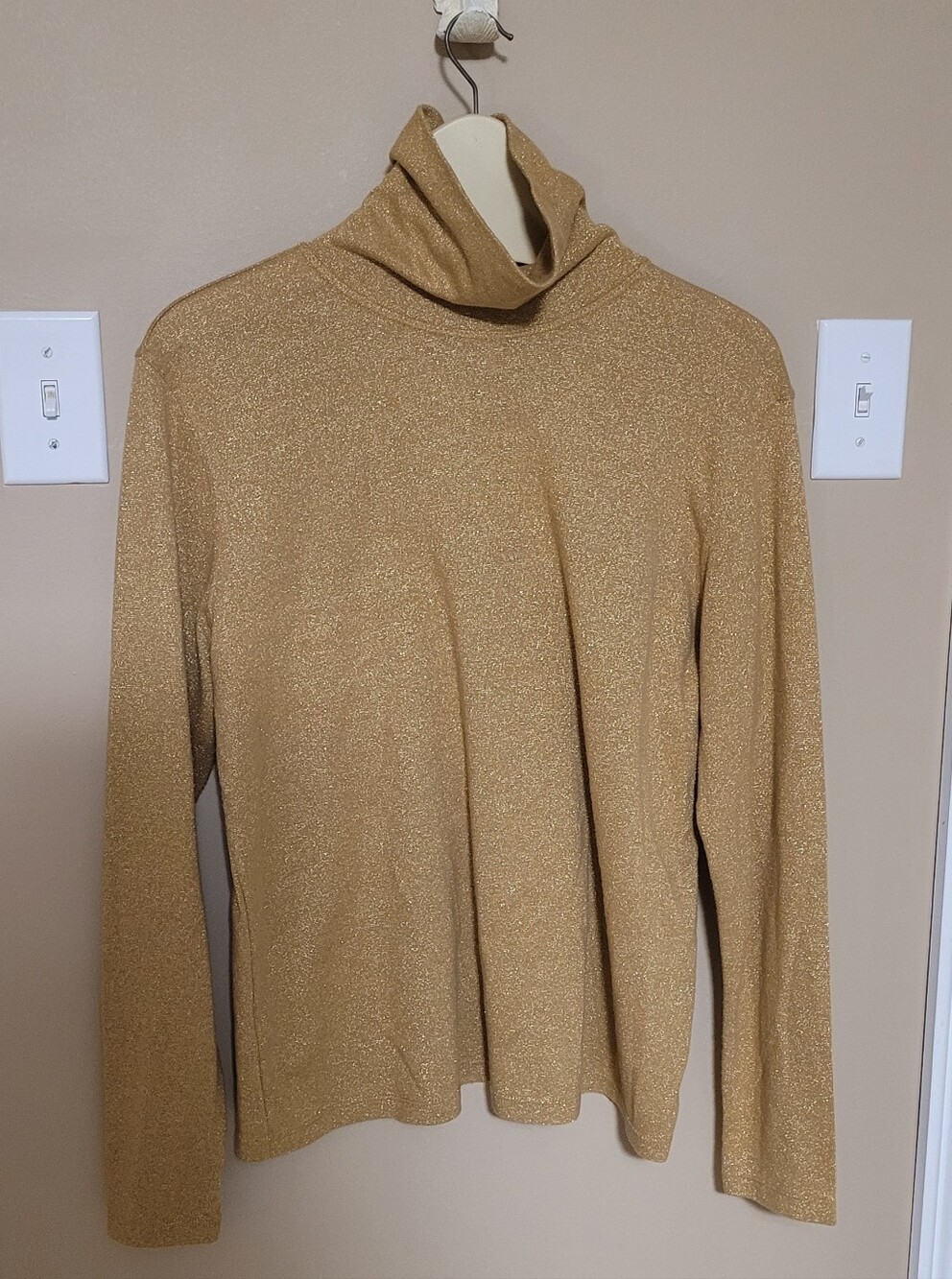 Metallic Gold Cowl Neck Sweater